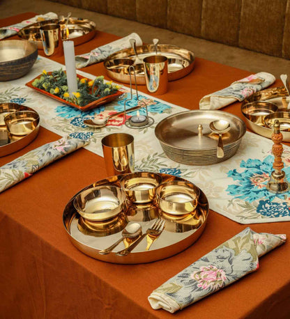 Bronze/Kansa Dinner Set For 6 Person | (11 Inch) Royal Gold