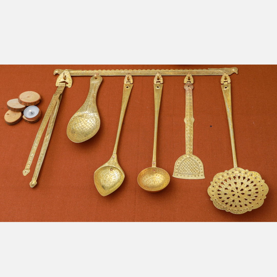 Brass Cooking Spoon Set | Gold | Set of 7