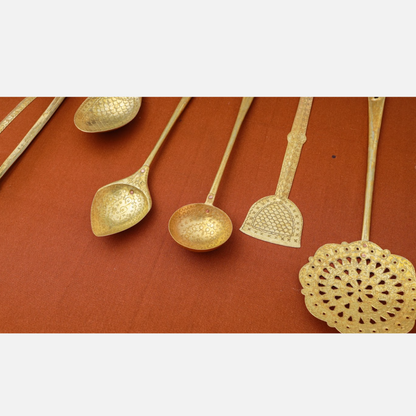 Brass Cooking Spoon Set | Gold | Set of 7