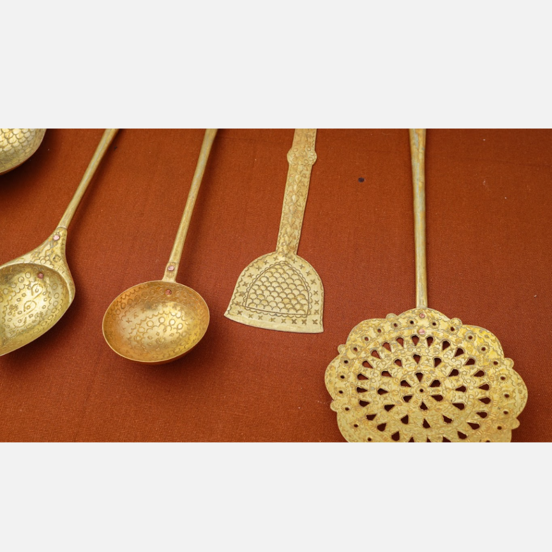 Brass Cooking Spoon Set | Gold | Set of 7