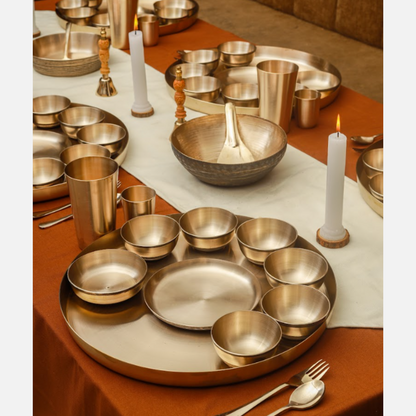 Luxury Matte Kansa Maharaja Thali Set (16 Inch)