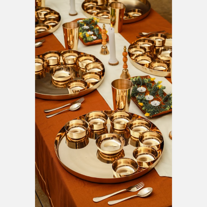 Royal Gold Kansa Maharaja Thali Set (16 Inch)