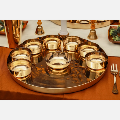 Royal Gold Kansa Maharaja Thali Set (16 Inch)