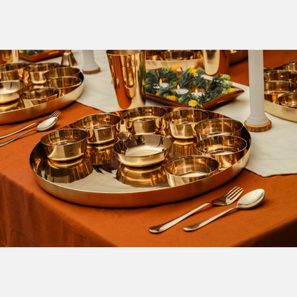 Royal Gold Kansa Maharaja Thali Set (16 Inch)