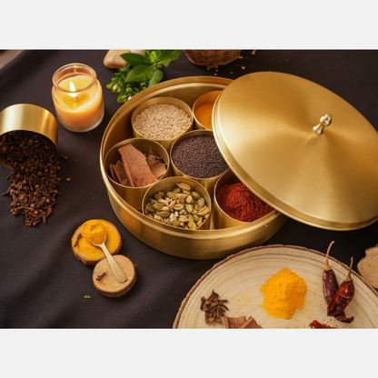 Luxury Matte Brass Spice Box/Masaladani