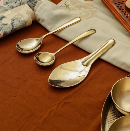 Bronze/Kansa Serving Ladle Set Of 3