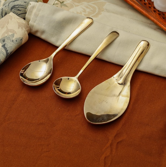 Bronze/Kansa Serving Ladle Set Of 3