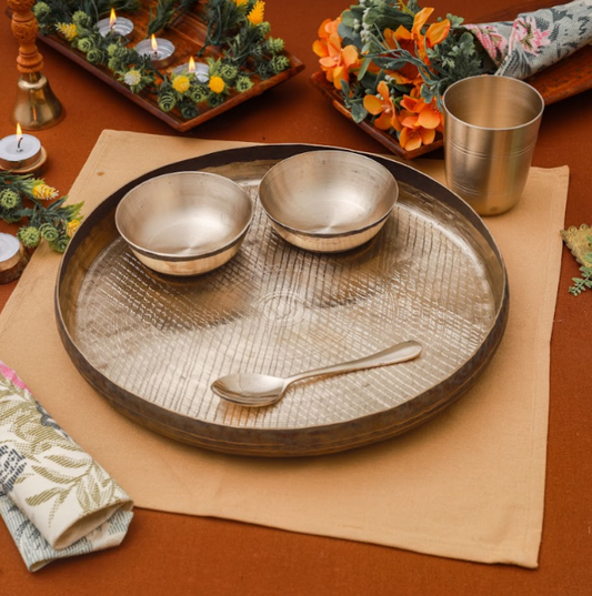 Bronze/Kansa Traditional Curved Height Thali Set