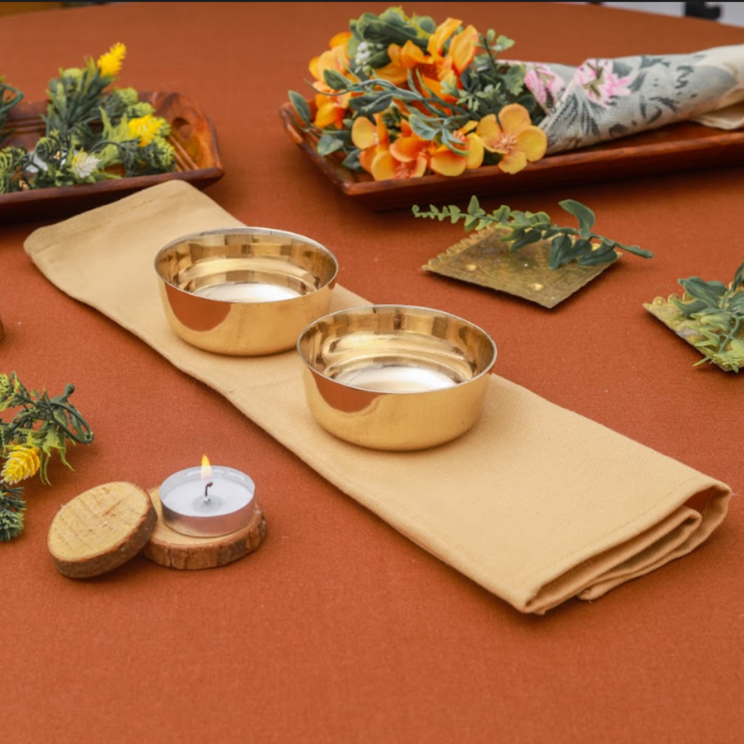 Bronze/Kansa Dinner Set For 6 Person | Royal Gold (12 Inch)