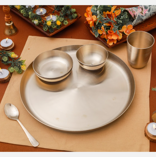 Luxury Matte Bronze/Kansa Buffet Set Of 5  (12 Inch)