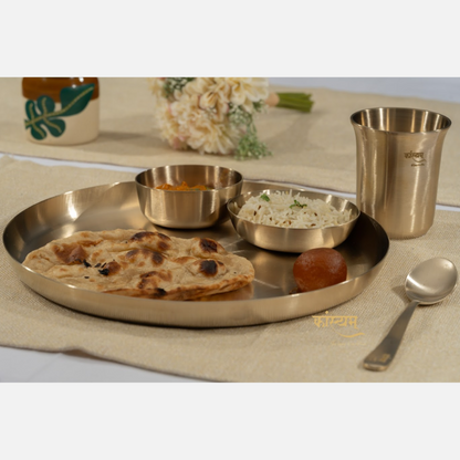 Bronze/Kansa Thali Set Of 5 | Luxy Aura (12 Inch)