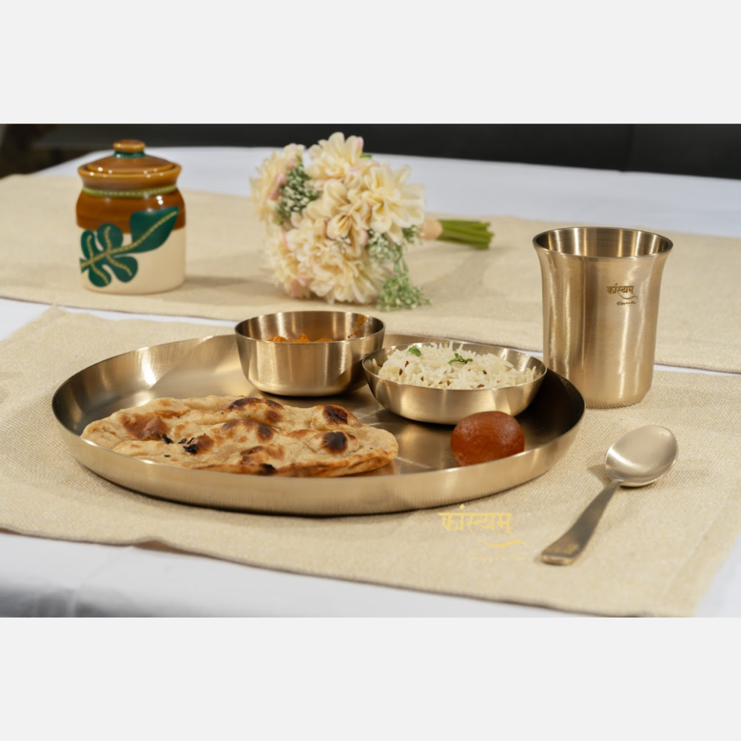 Bronze/Kansa Thali Set Of 5 | Luxy Aura (12 Inch)