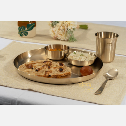 Bronze/Kansa Thali Set Of 5 | Luxy Aura (11 Inch)