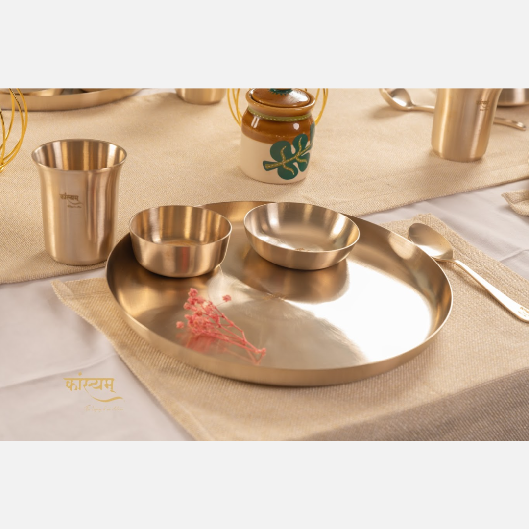 Bronze/Kansa Thali Set Of 5 | Luxy Aura (12 Inch)