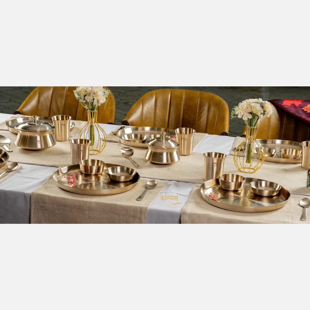 Bronze/Kansa Thali Set Of 5 | Luxy Aura (11 Inch)